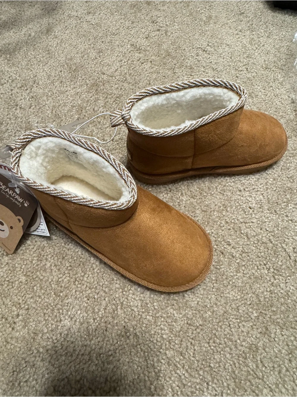 BearPaw Kids Short Shearling-Lined Boots - Chestnut Brown